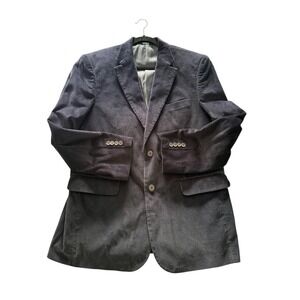 Meeting Street 100% Cotton Corduroy Blazer Navy Blue Size 44R Two-Button Jacket